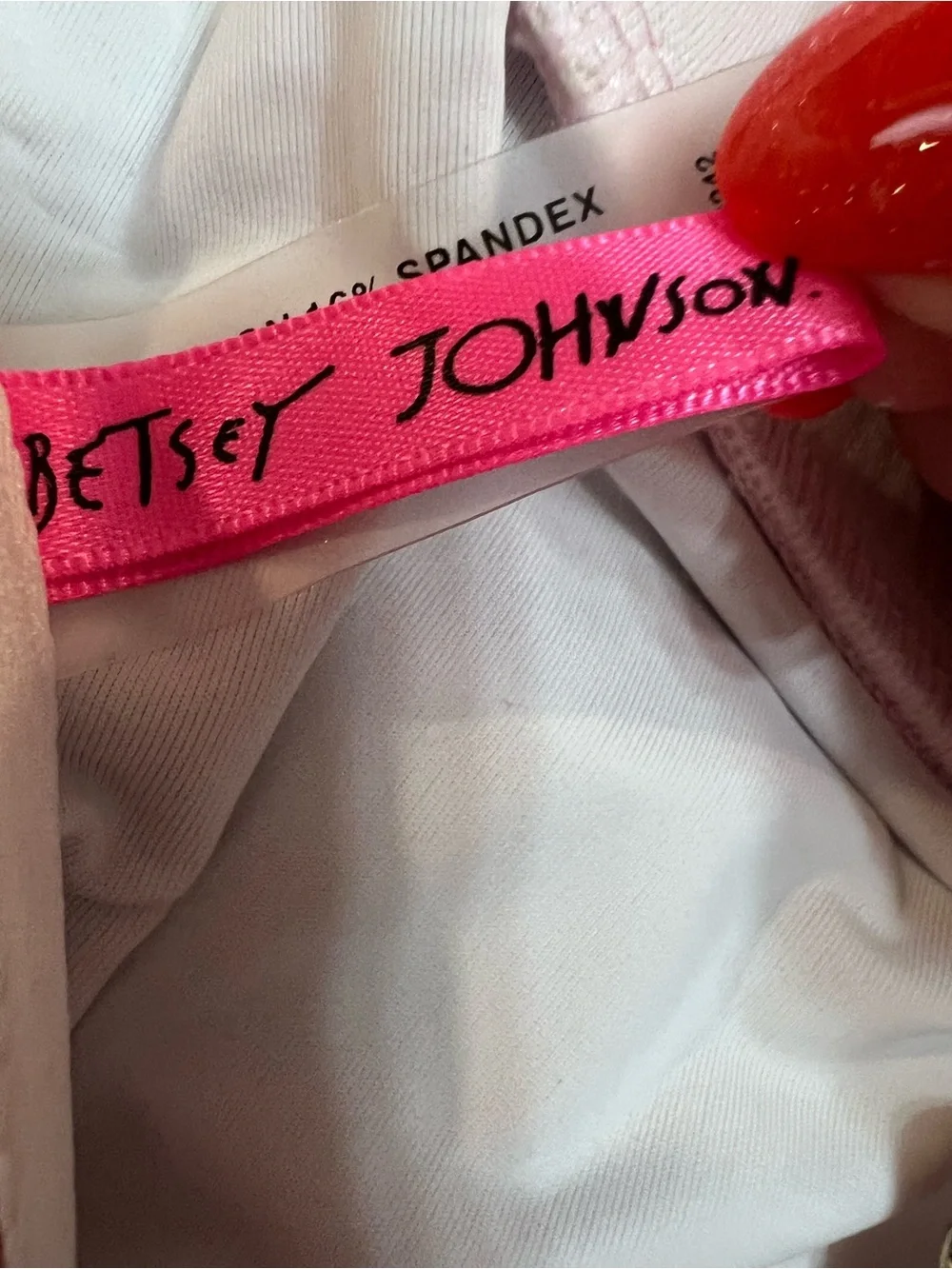 Betsey Johnson Pink Rose Buds‎ Floral Shirred One-Piece Swimsuit. Size Large.